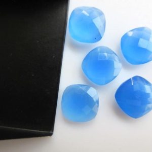 Shop Blue Chalcedony Faceted Beads! 10 Pieces 13x13mm Each Natural Blue Chalcedony Cushion Shaped Both Side Faceted Loose Gemstones BB51 | Natural genuine faceted Blue Chalcedony beads for beading and jewelry making.  #jewelry #beads #beadedjewelry #diyjewelry #jewelrymaking #beadstore #beading #affiliate #ad