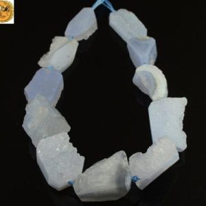 Shop Blue Lace Agate Beads! Druzy Agate,15 inch full strand natural Blue Lace Agate,Blue Chalecdony Rough chunky nuggets beads,irregular,Freeform Shape 20-30×25-40mm | Natural genuine beads Blue Lace Agate beads for beading and jewelry making.  #jewelry #beads #beadedjewelry #diyjewelry #jewelrymaking #beadstore #beading #affiliate #ad