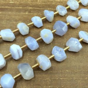 Shop Blue Lace Agate Beads! Blue Lace Agate Nugget Beads Faceted Beads Natural Blue Gemstone Center Drilled Chunky Beads Supplies 8pieces/strand | Natural genuine beads Blue Lace Agate beads for beading and jewelry making.  #jewelry #beads #beadedjewelry #diyjewelry #jewelrymaking #beadstore #beading #affiliate #ad