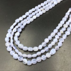 Shop Blue Lace Agate Chip & Nugget Beads! Blue Lace Agate Pebble Beads Polished Blue Lace Agate Nugget Beads 6-8mm Blue Lace Agate Beads Gemstone Beads 15.5" Strand | Natural genuine chip Blue Lace Agate beads for beading and jewelry making.  #jewelry #beads #beadedjewelry #diyjewelry #jewelrymaking #beadstore #beading #affiliate #ad