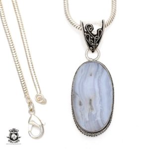 Shop Blue Lace Agate Pendants! Namibian BLUE LACE Agate Pendant & FREE 3MM Italian 925 Sterling Silver ChainV556 | Natural genuine Blue Lace Agate pendants. Buy crystal jewelry, handmade handcrafted artisan jewelry for women.  Unique handmade gift ideas. #jewelry #beadedpendants #beadedjewelry #gift #shopping #handmadejewelry #fashion #style #product #pendants #affiliate #ad