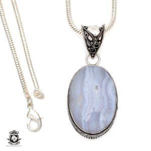 Shop Blue Lace Agate Pendants! Namibian BLUE LACE Agate Pendant & FREE 3MM Italian 925 Sterling Silver Chain V545 | Natural genuine Blue Lace Agate pendants. Buy crystal jewelry, handmade handcrafted artisan jewelry for women.  Unique handmade gift ideas. #jewelry #beadedpendants #beadedjewelry #gift #shopping #handmadejewelry #fashion #style #product #pendants #affiliate #ad