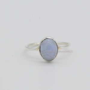 Blue Lace Agate Ring, Handmade Ring, Sterling Silver Rings, Agate Gemstone Ring, Gift for her, Promise Ring, Stacking Ring, Midi Rings. | Natural genuine Blue Lace Agate rings, simple unique handcrafted gemstone rings. #rings #jewelry #shopping #gift #handmade #fashion #style #affiliate #ad