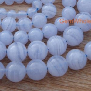 15.5" 8mm/10mm natural Blue lace agate round beads, Light blue genuine Chalcedony gemstone AAA | Natural genuine round Blue Lace Agate beads for beading and jewelry making.  #jewelry #beads #beadedjewelry #diyjewelry #jewelrymaking #beadstore #beading #affiliate #ad