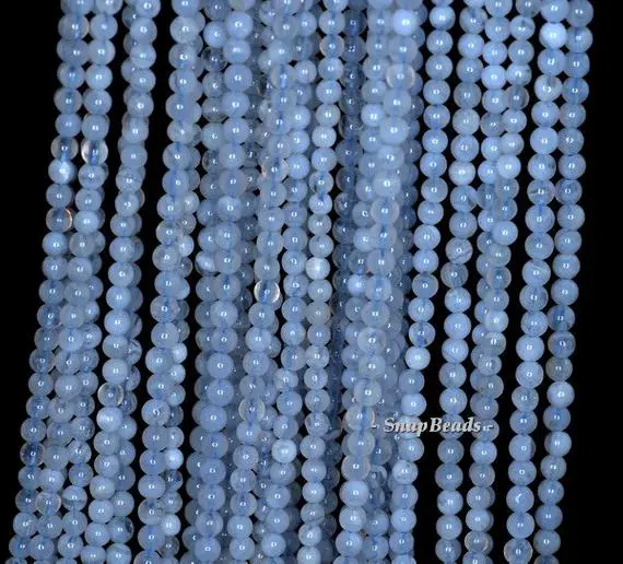 2mm Chalcedony Blue Lace Agate Gemstone Grade A Blue Round 2mm Loose Beads 16 Inch Full Strand (90190695-107-2mm F)