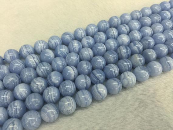 Blue Lace Agate Beads Smooth Round Aa Grade High Quality Natural Agate Beads Supplies Jewelry Making 4-6-8-10-12mm Full Strand 15.5"