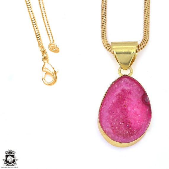Cobalto Calcite Geode Pendant Necklaces & Free 3mm Italian 925 Sterling Silver Chain Gph1187