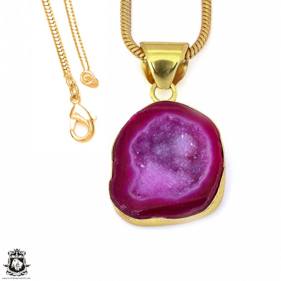Cobalto Calcite Geode Pendant Necklaces & Free 3mm Italian 925 Sterling Silver Chain Gph1195