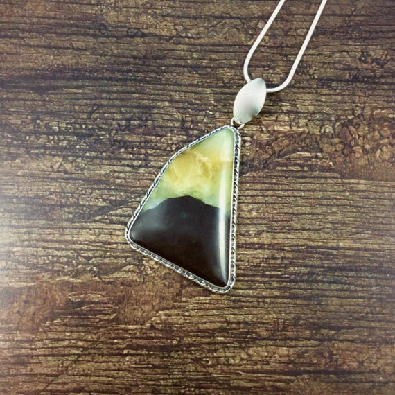 Statement Chocolate-dipped Calcite Pendant // Calcite Jewelry // Septarian Jewelry // Sterling Silver // Village Silversmith