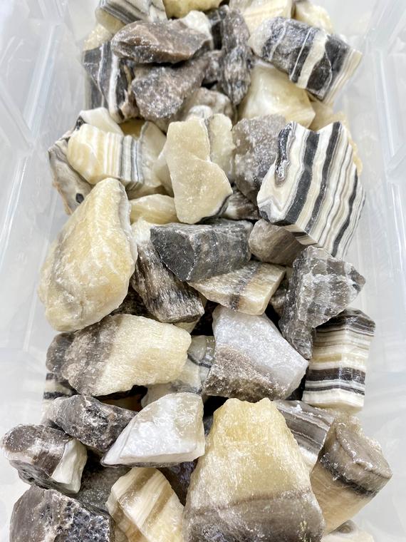 Raw Phantom Calcite Stone - Rough Zebra Calcite Stone - Rough Calcite Chunk - Black White Brown Calcite - Healing Crystals & Stones