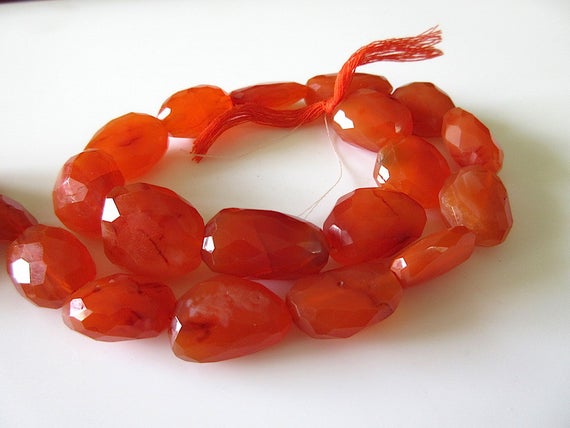 Faceted Carnelian Tumbles Beads, Carnelian Gemstone Beads Nuggets, 15mm To 18mm Approx, 13 Inch Strand, Gds538