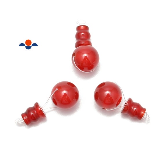Carnelian Guru Beads Three Holes T-beads Size 10mm Sold By One Set