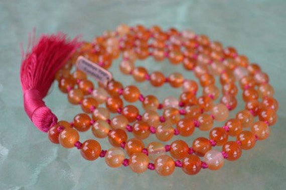 Orange Carnelian Mala Beads Carnelian Pendant Necklace Jewelry Creativity Wife Gift For Mom Sacral Chakra Healing Husband Gift For Men