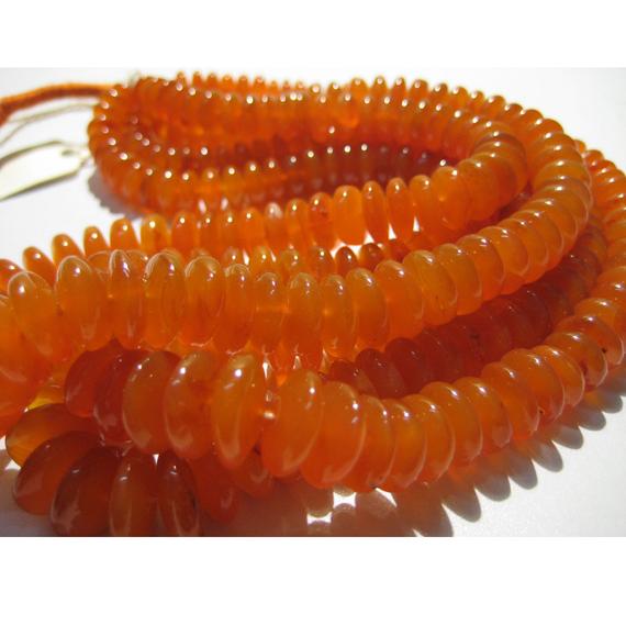 12mm Genuine Carnelian German Cut Rondelles Or Spacer Disc Beads, Size 6mm To 12mm Approx, 8 Inch Half Strand