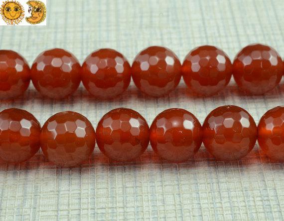 15 Inch Strand Of Natural Carnelian Faceted(128 Faces) Round Beads 6mm 8mm 10mm 12mm 14mm For Choice