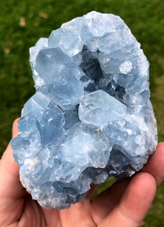 Raw Celestite Crystal Cluster (0.5" - 6.5") Blue Celestite Geode - Rough Celestite Crystal - Blue Celestine - Natural Celestite Cluster