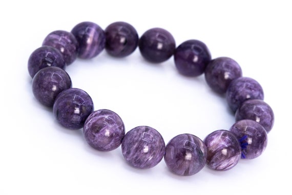 16 Pcs - 12-13mm Charoite Bracelet Grade Aa Genuine Natural Purple Cream Swirling Round Gemstone Beads (114819)