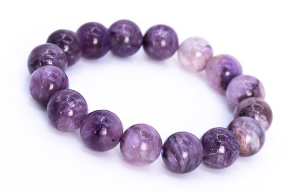 16 Pcs - 12-13mm Charoite Bracelet Grade A+ Genuine Natural Purple Round Gemstone Beads (114820)