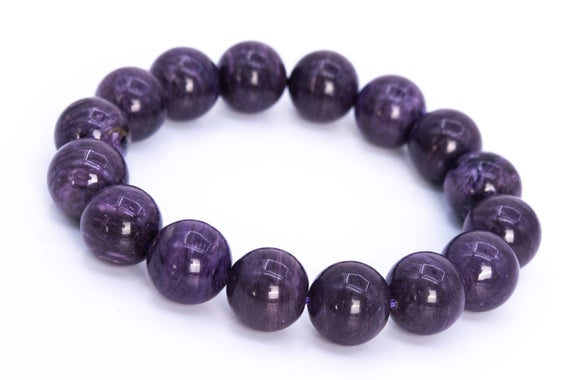 16 Pcs - 13mm Charoite Bracelet Grade Aa Genuine Natural Dark Purple Round Gemstone Beads (114815)