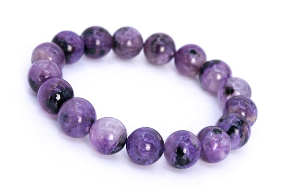 17 Pcs - 12mm Charoite Bracelet Grade A+ Genuine Natural Deep Purple Round Gemstone Beads (114827)