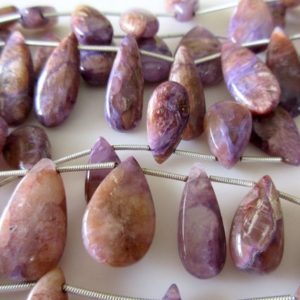Shop Charoite Bead Shapes! Charoite Pear Shaped Briolette Beads, Huge Charoite Smooth Pear Beads, Natural Charoite Gemstone Beads, 15-18mm/20-22mm/20-25mm, GDS1118 | Natural genuine other-shape Charoite beads for beading and jewelry making.  #jewelry #beads #beadedjewelry #diyjewelry #jewelrymaking #beadstore #beading #affiliate #ad