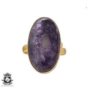 Shop Charoite Rings! Size 10.5 – Size 12 Charoite Ring Meditation Ring 24K Gold Ring GPR485 | Natural genuine Charoite rings, simple unique handcrafted gemstone rings. #rings #jewelry #shopping #gift #handmade #fashion #style #affiliate #ad