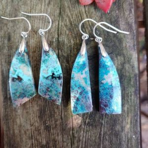 Unique chrysocolla earrings. Available in sterling silver only | Natural genuine Chrysocolla earrings. Buy crystal jewelry, handmade handcrafted artisan jewelry for women.  Unique handmade gift ideas. #jewelry #beadedearrings #beadedjewelry #gift #shopping #handmadejewelry #fashion #style #product #earrings #affiliate #ad