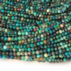 Shop Chrysocolla Faceted Beads! 15.5" 2mm Turquoise Chrysocolla Tiny Round Micro faceted beads, Natural Green blue brown gemstone DIY beads LGHO | Natural genuine faceted Chrysocolla beads for beading and jewelry making.  #jewelry #beads #beadedjewelry #diyjewelry #jewelrymaking #beadstore #beading #affiliate #ad