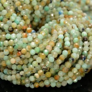 Shop Chrysocolla Faceted Beads! 4MM Shattuckite Chrysocolla Gemstone Genuine Light Green Blue Micro Faceted Round Grade Aa Beads 15inch WHOLESALE (80010200-A193) | Natural genuine faceted Chrysocolla beads for beading and jewelry making.  #jewelry #beads #beadedjewelry #diyjewelry #jewelrymaking #beadstore #beading #affiliate #ad