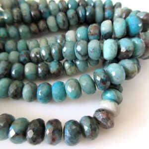Shop Chrysocolla Faceted Beads! Chrysocolla Faceted Rondelle Beads, 7mm/8mm Chrysocolla Rondelles For Jewelry, Turquoise Color Chrysocolla Gemstone Beads, GDS1095 | Natural genuine faceted Chrysocolla beads for beading and jewelry making.  #jewelry #beads #beadedjewelry #diyjewelry #jewelrymaking #beadstore #beading #affiliate #ad