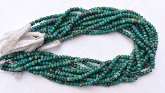 Chrysocolla Faceted Rondelles, 4.5mm Beads, Chrysocolla Gemstone Beads, Jewelry Making Gemstone 13 Inch Long Strand #gnpp0455