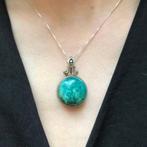 Shop Chrysocolla Pendants! Chrysocolla Pendant, Natural Chrysocolla, Round Pendant, Large Green Pendant, Sagittarius Pendant, Geniue Chrysocolla, Blue Stone Pendant | Natural genuine Chrysocolla pendants. Buy crystal jewelry, handmade handcrafted artisan jewelry for women.  Unique handmade gift ideas. #jewelry #beadedpendants #beadedjewelry #gift #shopping #handmadejewelry #fashion #style #product #pendants #affiliate #ad