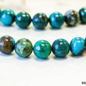 Shop Chrysocolla Round Beads! M/ Chrysocolla 14mm Smooth Round Beads 15.5" strand Stabilized Green Blue Gemstone Beads For jewelry making | Natural genuine round Chrysocolla beads for beading and jewelry making.  #jewelry #beads #beadedjewelry #diyjewelry #jewelrymaking #beadstore #beading #affiliate #ad