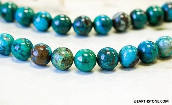 M/ Chrysocolla 14mm Smooth Round Beads 15.5" Strand Stabilized Green Blue Gemstone Beads For Jewelry Making