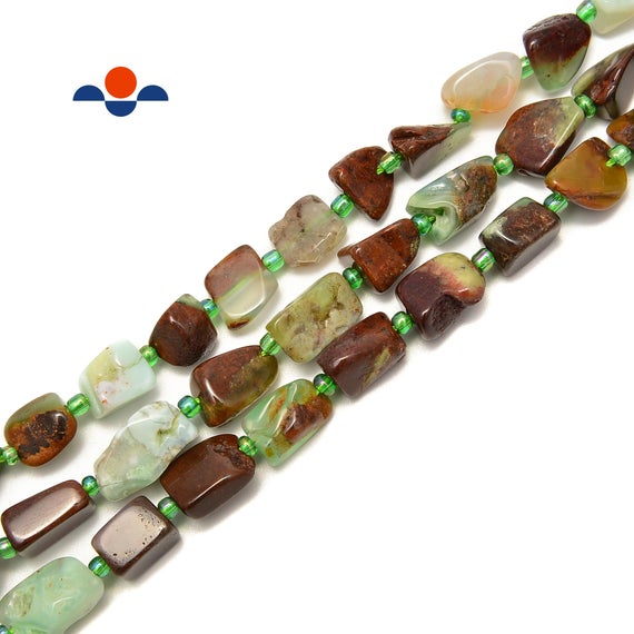 Chrysoprase Irregular Pebble Nugget Side Drill Beads Approx 10x14mm 15.5"strand
