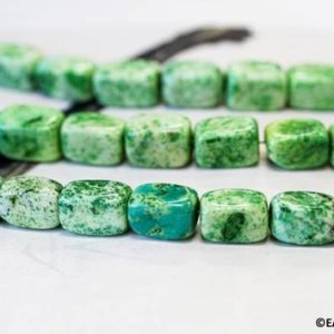 Shop Chrysoprase Chip & Nugget Beads! M/ Lemon Chrysoprase 8x12mm Rectangle Nugget Loose Beads 15.5" strand Routinely enhanced Bright Green gemstone beads for jewelry making | Natural genuine chip Chrysoprase beads for beading and jewelry making.  #jewelry #beads #beadedjewelry #diyjewelry #jewelrymaking #beadstore #beading #affiliate #ad