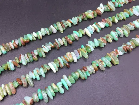Natural Chrysoprase Chip Beads Tiny Chrysoprase Stick Spike Beads Shard Beads Polished Chrysoprase Supplies 10-15mm 15.5" Full Strand