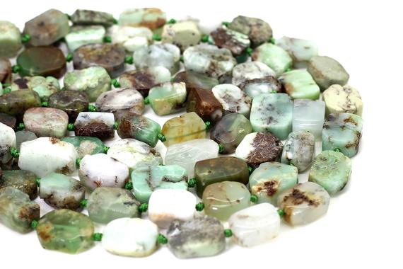 Natural Chrysoprase Flat Polygon Nugget Rectangle Smooth Loose Gemstone Beads - Pgs303