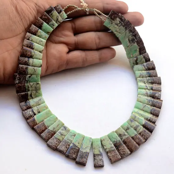 Natural Chrysoprase Layout Necklace Gemstone, 17" 15mm To 30mm Bib Necklace Cleopatra Necklace Collar Necklace For Women, Gds2059