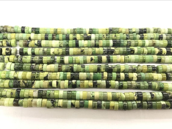 Natural Chrysoprase 4mm - 8mm Heishi Genuine Green Gemstone Loose Beads 15 Inch Jewelry Supply Bracelet Necklace Material Support Wholesale