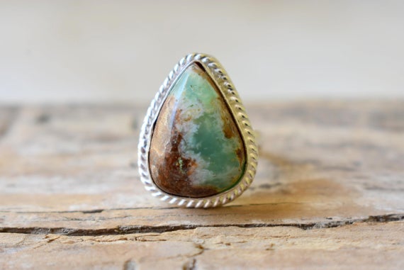 Chrysoprase Gemstone Ring/statement Ring/ 925 Sterling Silver Ring/ Gifts For Her/ Birthstone Jewelry/ Handmade Ring/ Boho Rings #b332