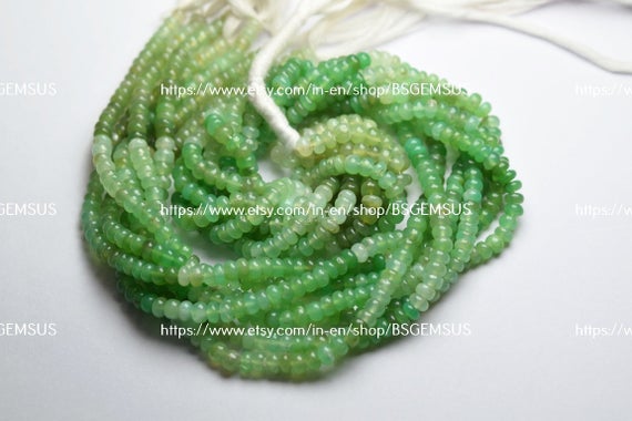 14 Inches Strand, Finest Quality, Natural Chrysoprase Smooth Rondelles, Size 4-5.5mm