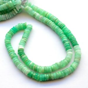 Shop Chrysoprase Rondelle Beads! Natural Chrysoprase Plain Tyre Rondelle Beads, 7mm Smooth Natural Chrysoprase Heishi Beads, Sold As 8 Inch/16 Inch Strand, GDS2030 | Natural genuine rondelle Chrysoprase beads for beading and jewelry making.  #jewelry #beads #beadedjewelry #diyjewelry #jewelrymaking #beadstore #beading #affiliate #ad