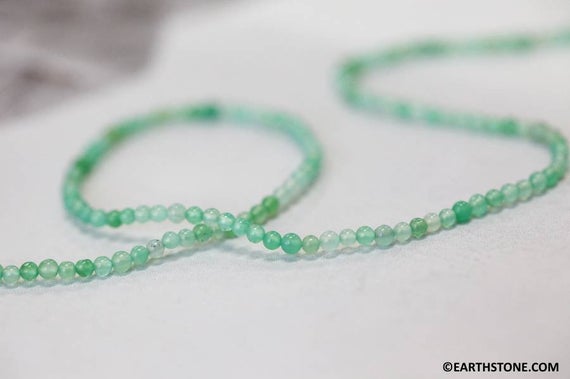 Xs/ Chrysoprase 2mm Smooth Round Beads 15.5" Strand Natural Australia Green Gemstone Beads Size/shade Varies For Jewelry Making