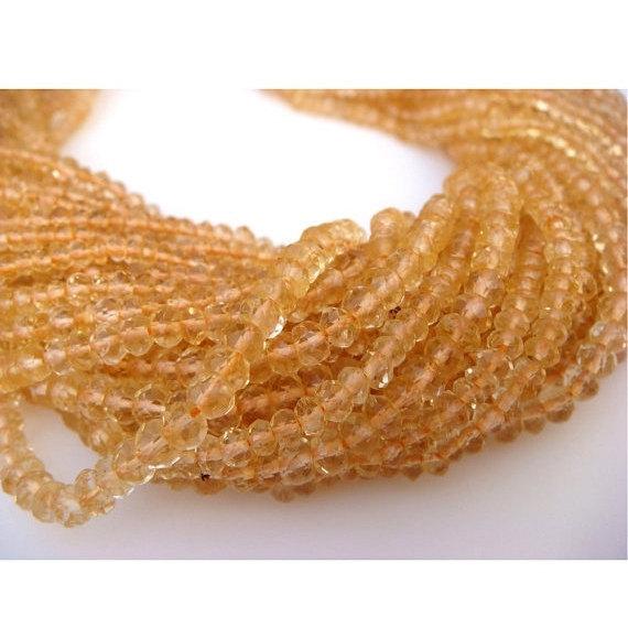 50 Strands Wholesale 4mm Citrine Faceted Rondelles Beads, 13.5 Inch Strand, Ws044