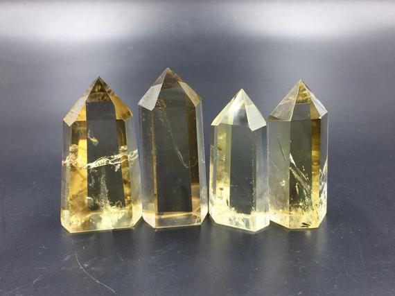 Clear Citrine Quartz Crystal Tower Point Natural Yellow Citrine Crystal Wand Obelisk Standing Point Meditation Healing Reiki Crystal Grid A