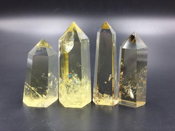 Clear Citrine Quartz Crystal Tower Point Natural Yellow Citrine Crystal Wand Obelisk Standing Point Meditation Healing Reiki Crystal Grid B