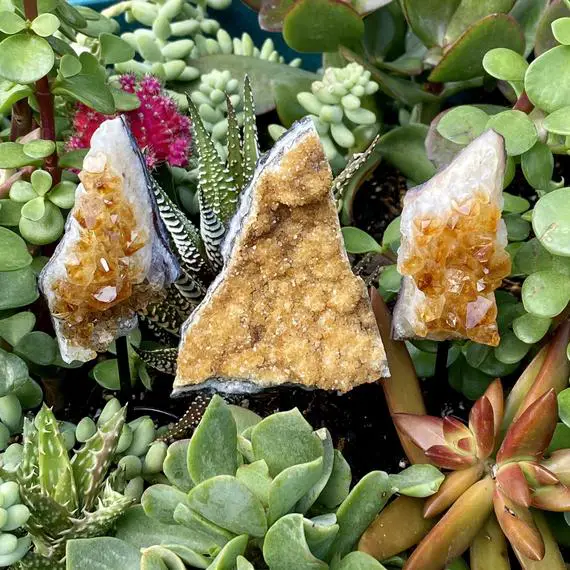 2 Oz Citrine Cluster On A Pin, Citrine On A Stand, Geode, Druzy, Cluster, Home Or Office Decor