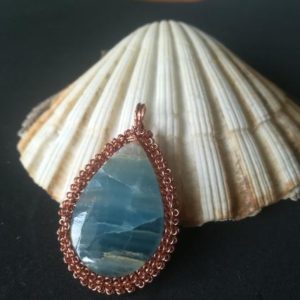 Shop Blue Calcite Pendants! Copper pendant with blue Calcite | Natural genuine Blue Calcite pendants. Buy crystal jewelry, handmade handcrafted artisan jewelry for women.  Unique handmade gift ideas. #jewelry #beadedpendants #beadedjewelry #gift #shopping #handmadejewelry #fashion #style #product #pendants #affiliate #ad