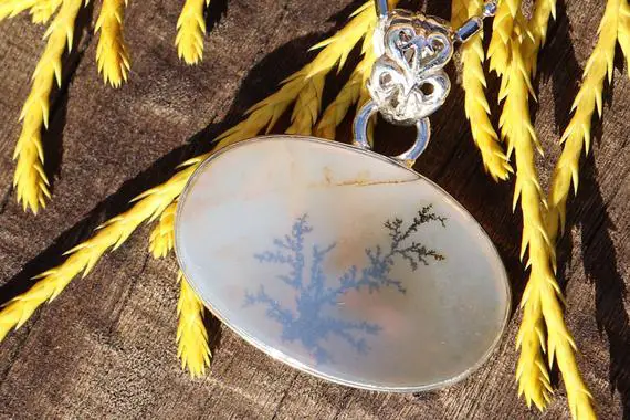 Dendritic Agate 925 Silver Healing Stone Necklace With Positive Healing Energy!